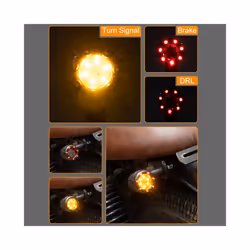 12V Taillights Motorcycle Brake Light LED Turn Signal Lamps Indicator - black