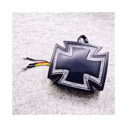 1PC Retro Universal Maltese Cross Motorcycle Rear Tail Light Running Brake - Black