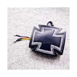 1PC Retro Universal Maltese Cross Motorcycle Rear Tail Light Running Brake - Black