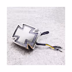 1PC Retro Universal Maltese Cross Motorcycle Rear Tail Light Running Brake - Black
