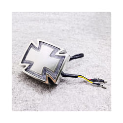 1PC Retro Universal Maltese Cross Motorcycle Rear Tail Light Running Brake - Chrome