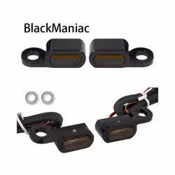 ) Motorcycle 2PCS Mini LED Lamp Turn Signal Amber Light 12V E Mark For Harley - Black(Brown