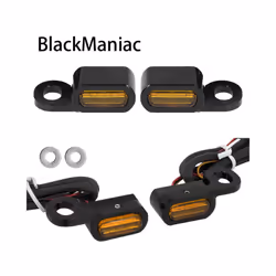 ) Motorcycle 2PCS Mini LED Lamp Turn Signal Amber Light 12V E Mark For Harley - Black(Orange