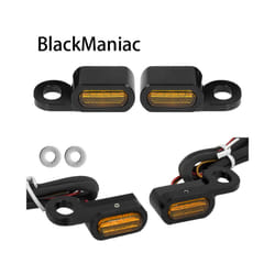 ) Motorcycle 2PCS Mini LED Lamp Turn Signal Amber Light 12V E Mark For Harley - Black(Orange