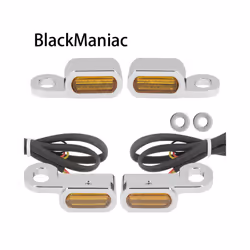 ) Motorcycle 2PCS Mini LED Lamp Turn Signal Amber Light 12V E Mark For Harley - Chrome(Orange