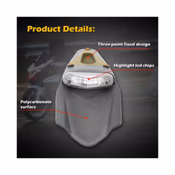 Motorcycle Tail LED Light Rear Fender Dirt Bike 12V Taillight Brake Stop - Smoky