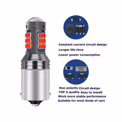 2pcs 1156 BA15S 7506 P21W R10W R5W Super Bright 2016 LED Car Brake Bulbs - Amber Yellow