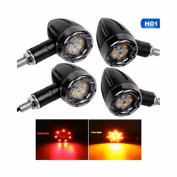 4Pcs Motorcycle Bike LED Amber + Red Turn Signal Brake Stop Light Blinker - 4PCS