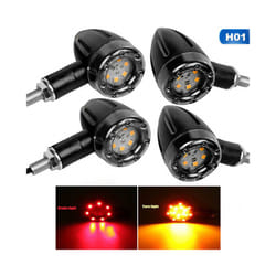 4Pcs Motorcycle Bike LED Amber + Red Turn Signal Brake Stop Light Blinker - 4PCS