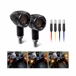 4Pcs Motorcycle Bike LED Amber + Red Turn Signal Brake Stop Light Blinker - 4PCS