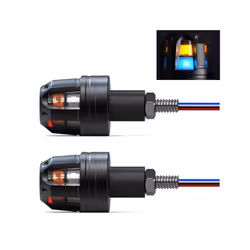 2Pcs 12V Motorcycle LED Handlebar End Turn Signal Light Flasher Handle - blue yellow