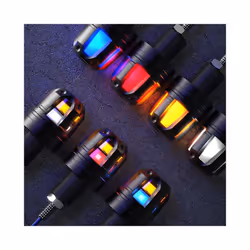 2Pcs 12V Motorcycle LED Handlebar End Turn Signal Light Flasher Handle - blue yellow