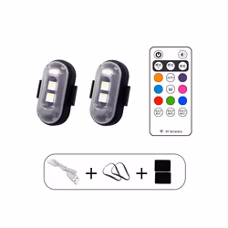 4Pcs Wireless Remote Control Strobe Light LED Warning 7 Colors Aircraft - RGB 2PC