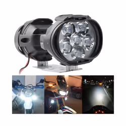 2pcs Motorcycle Headlight  6 LED Lights White SpotLights Electric Vehicle - Package C