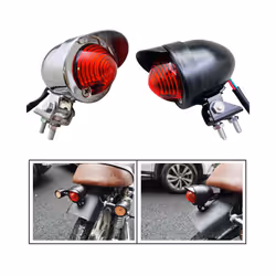 1PC Retro Modified Universal Motorcycle Stop Rear Light Scooter Visor - Chrome