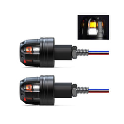 2Pcs 12V Motorcycle LED Handlebar End Turn Signal Light Flasher Handle - White and yellow