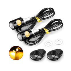 Motorcycle LED Mini Turn Signal CNC Eagle Eye Shape Turn Indicators daily - 2xYellow with Holder