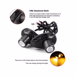 Motorcycle LED Mini Turn Signal CNC Eagle Eye Shape Turn Indicators daily - 2xYellow with Holder