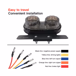 Universal 12V Motorcycle  LED Brake Tail Light Signal Lights LED Integrated - Smoke