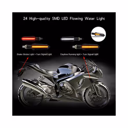Amber Motorcycle Turn Signals Light LED Flowing Water Flashing Lights - 2 PCS