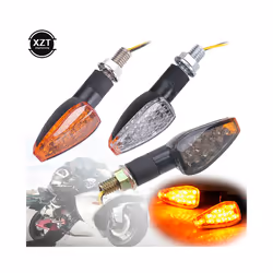 1 pair Universal 12V Flashing Turn Signals Motorcycle LED Lights Rear - Black