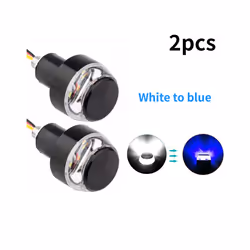 1Pair Universal 12V Motorcycle Handle Led Turn Signal Light Handlebar - white to blue