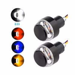 1Pair Universal 12V Motorcycle Handle Led Turn Signal Light Handlebar - white to  blue