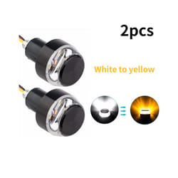 1Pair Universal 12V Motorcycle Handle Led Turn Signal Light Handlebar - white to yellow