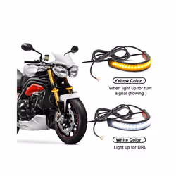 Universal LED Motorcycle Turn Signal Light & DRL Amber White Moto Flasher - 2Pcs