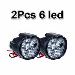 2pcs Motorcycle Headlight 6 LED Lights White SpotLights Electric Vehicle - Package B