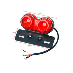 Universal Custom Motor Motorcycle Tail Light and License Plate Holder - Red
