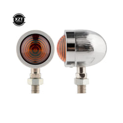 2PCS Black Motorcycle Turn Signal Indicator Light Amber Motorbike Blinker - B