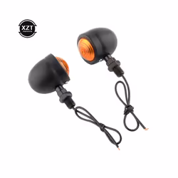 2PCS Black Motorcycle Turn Signal Indicator Light Amber Motorbike Blinker - B