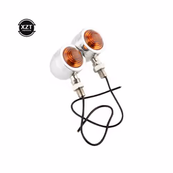 2PCS Black Motorcycle Turn Signal Indicator Light Amber Motorbike Blinker - B