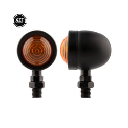 2PCS Black Motorcycle Turn Signal Indicator Light Amber Motorbike Blinker - A
