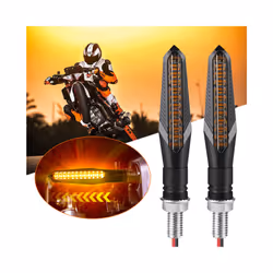 2pc Motorcycle LED Turn Signals Indicator 12V Sequential Amber Flasher - A