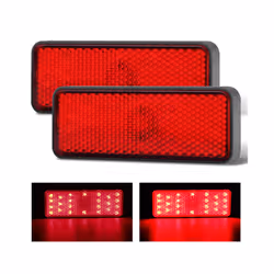 2pcs 24 leds RED Lens Rectangle Red LED Reflectors Brake Light for Universal - 2pcs