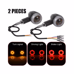 Motorcycle Brake Lights LED Rear Turn Signal Driving Lamps Red Halo Ring - 2pcs Turn Light