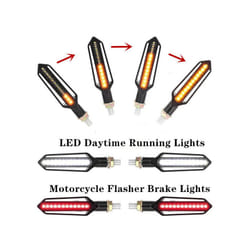Amber Motorcycle Turn Signals Light LED Flowing Water Flashing Lights - 4 PCS
