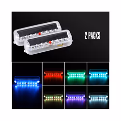 Motorcycle Solar Warning Strobe Light Electric Anti-Collision Free Wiring - 2 pcs