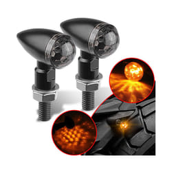2PCS Mini LED Motorcycle Turn Signal Indicator Amber Blinker Light Bullet - Amber