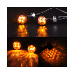 2PCS Mini LED Motorcycle Turn Signal Indicator Amber Blinker Light Bullet - Amber