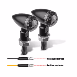 2PCS Mini LED Motorcycle Turn Signal Indicator Amber Blinker Light Bullet - Amber