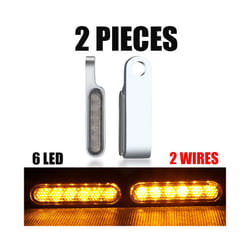 2Pcs Motorcycle Signal Lights Lamp Amber Indicators LED Turn Signal Lamp - 2pcs 6led Chrome