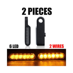 2Pcs Motorcycle Signal Lights Lamp Amber Indicators LED Turn Signal Lamp - 2pcs 6led Black