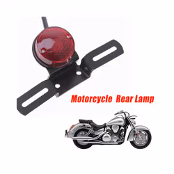 NEW Motorcycle Rear Tail Brake Stop Light LED Retro Red Lamp W/ License - Red