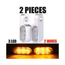 2Pcs Motorcycle Signal Lights Lamp Amber Indicators LED Turn Signal Lamp - 2pcs 3led Chrome
