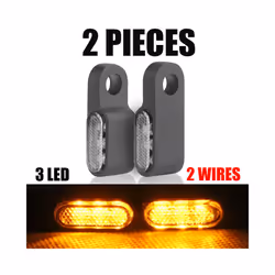 2Pcs Motorcycle Signal Lights Lamp Amber Indicators LED Turn Signal Lamp - 2pcs 3led Black