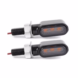 2X Chrome Mini Motorcycle Flasher LED Turn Signal Light Led Lights for - black
