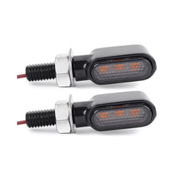 2X Chrome Mini Motorcycle Flasher LED Turn Signal Light Led Lights for - black